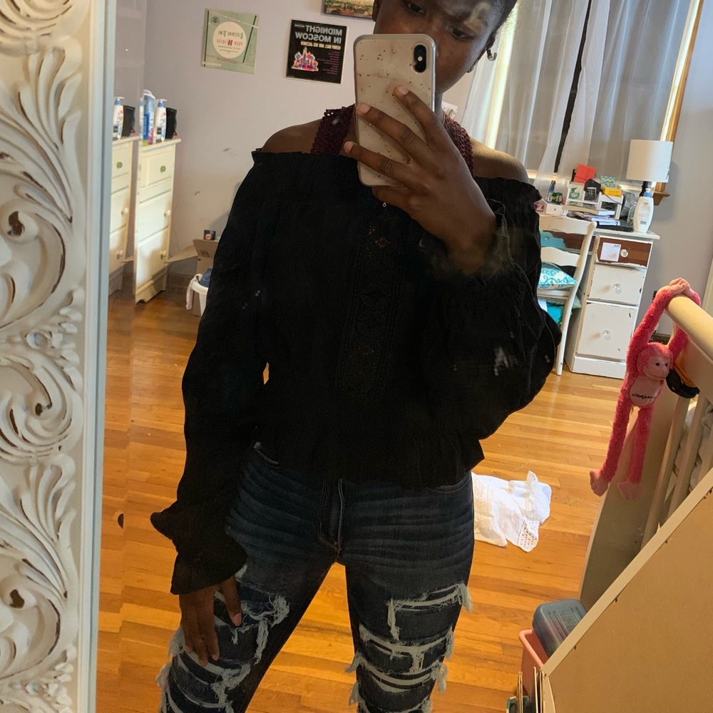 Black off the shoulder top